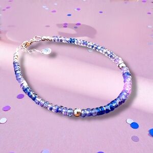 Ombre Sapphire Bracelet – Handmade 14k Rose Gold, Purple and Pink Gems 7.25”